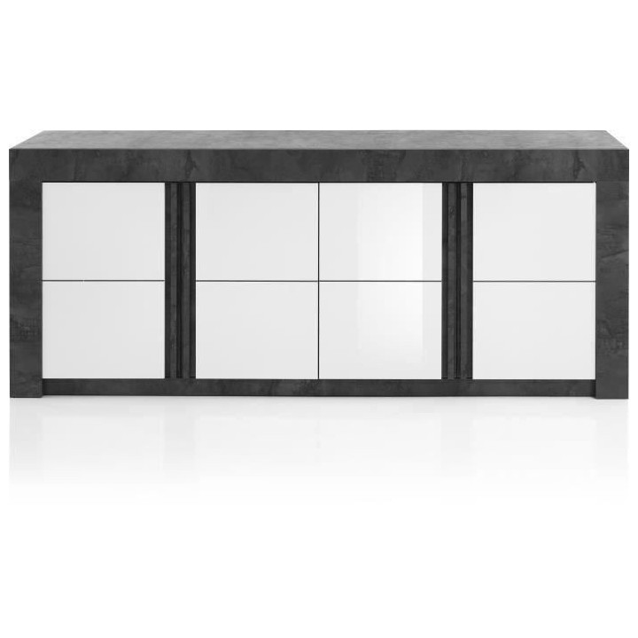 ALBEA Enfilade 4 Portes - Blanc - CAPRI - L 220 x P 46 x H 85 cm