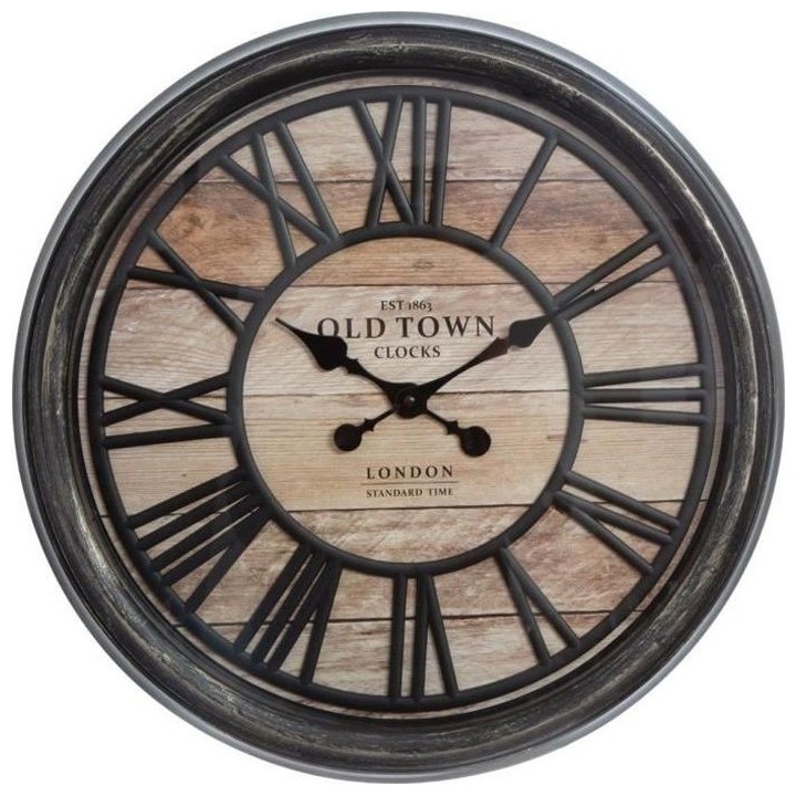 Pendule relief - Ø 50,6 x Ep. 5,5 cm - Marron