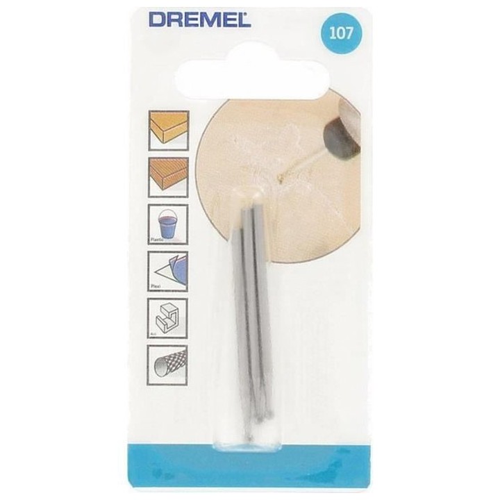 Lot de 3 Fraises a Graver DREMEL 107 (bout rond, ø 2,4mm pour la grav