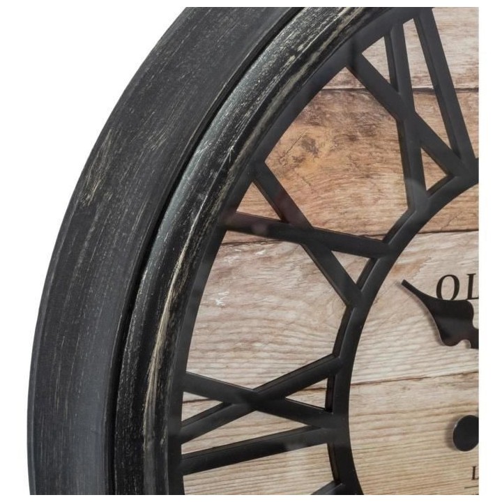 Pendule relief - Ø 50,6 x Ep. 5,5 cm - Marron