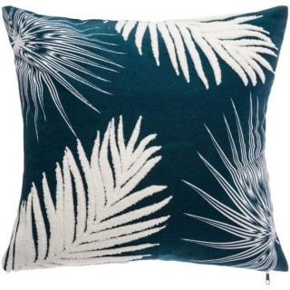 Coussin Tuft Feuille - 40 x 40 cm - Bleu Canard