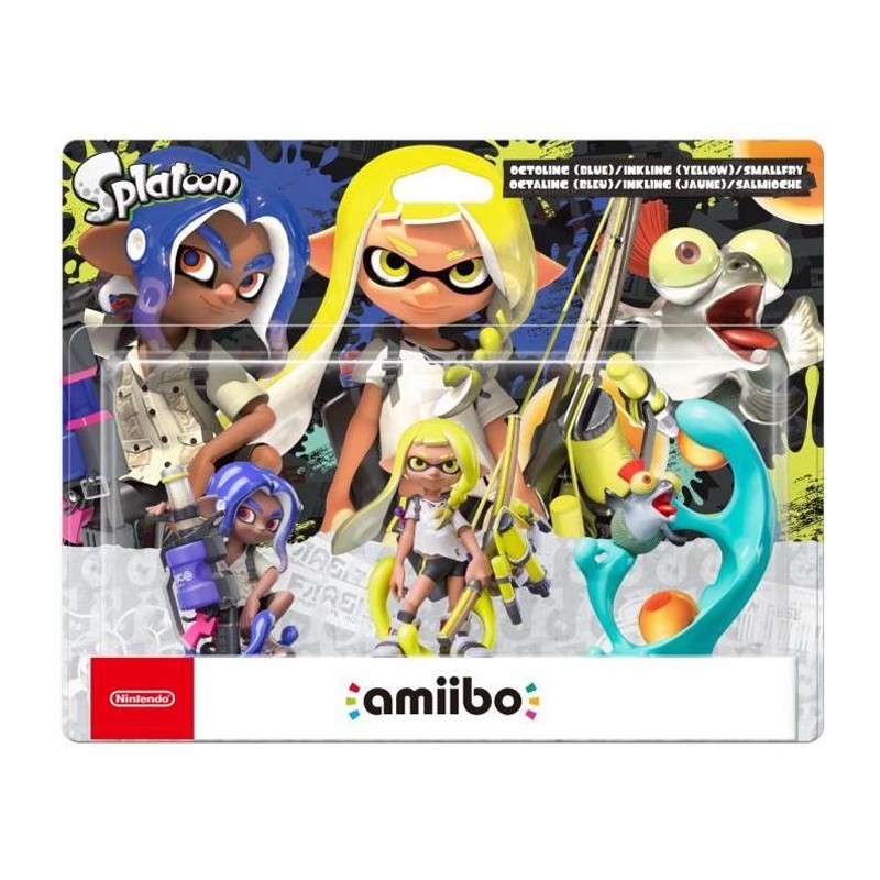 Pack Amiibo - Collection Splatoon 3 - Octaling (Bleu) + Inkling (Jaune) + Salmioche