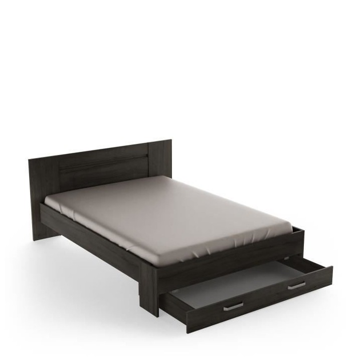 Lit adulte RICHMOND 140x190/200 cm - Décor chene Waterford - 1 Tiroir