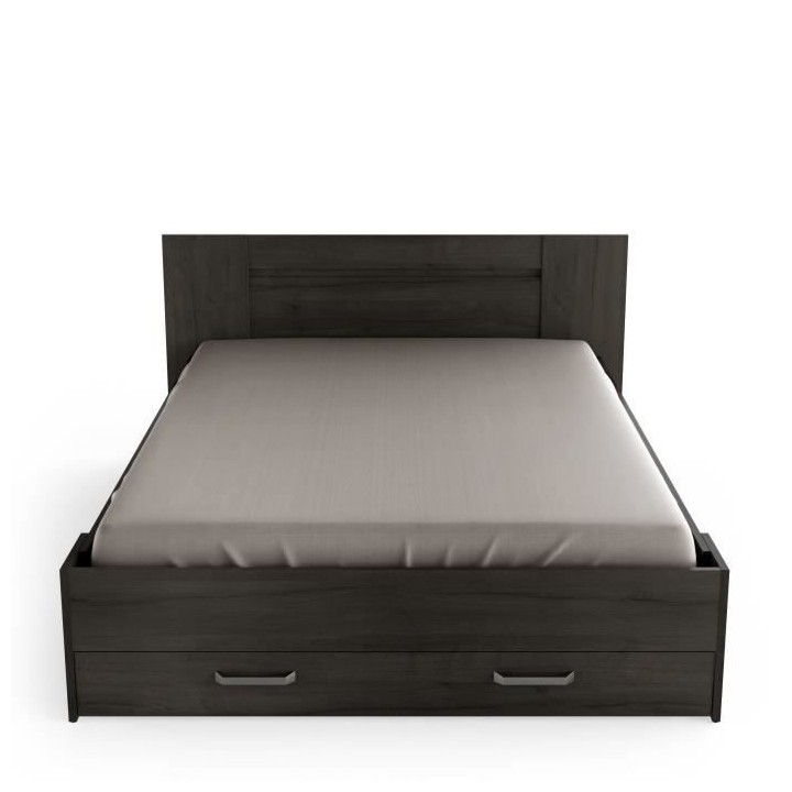 Lit adulte RICHMOND 140x190/200 cm - Décor chene Waterford - 1 Tiroir