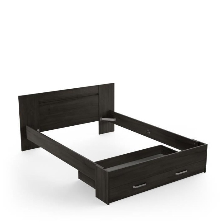 Lit adulte RICHMOND 140x190/200 cm - Décor chene Waterford - 1 Tiroir