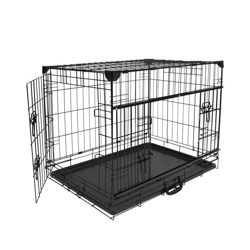 DUVO+ Cage Fer Ninja Edition avec porte coulissante 122 x 76 x 84 cm - 17,4 kg - Noir - Pour chien