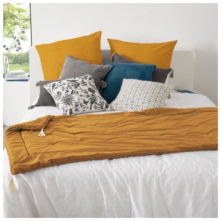 Edredon velours Sonia - 80 x 180 cm - Ocre