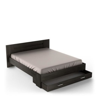 Lit adulte RICHMOND 160x200 cm - Décor chene Waterford - 1 Tiroir - L