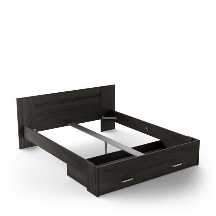 Lit adulte RICHMOND 160x200 cm - Décor chene Waterford - 1 Tiroir - L