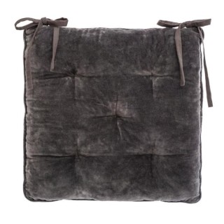 Galette de chaise Velours Coton - 38 x 38 cm - Gris