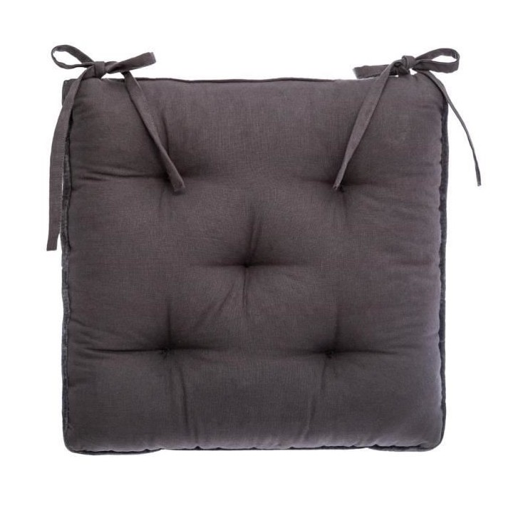 Galette de chaise Velours Coton - 38 x 38 cm - Gris