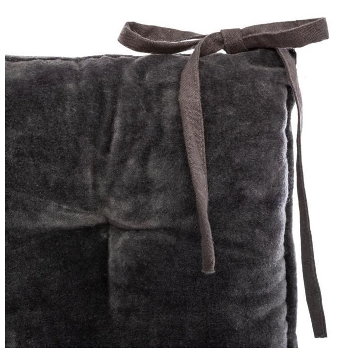 Galette de chaise Velours Coton - 38 x 38 cm - Gris