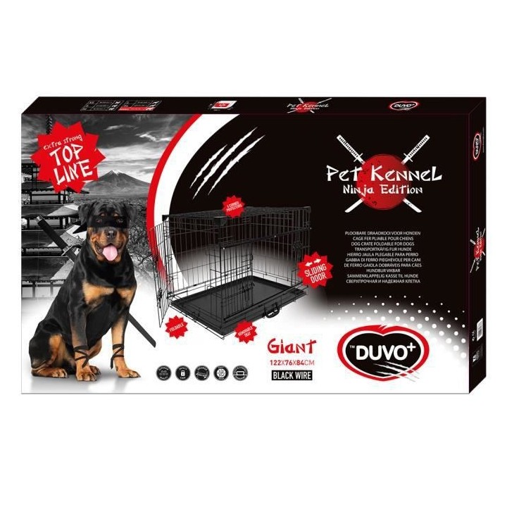 DUVO+ Cage Fer Ninja Edition avec porte coulissante 122 x 76 x 84 cm -