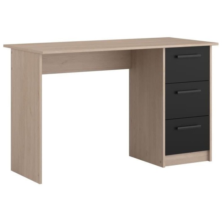 PARISOT Bureau droit 3 tiroirs - Décor chene Brooklyn - L 121,4 x P 5