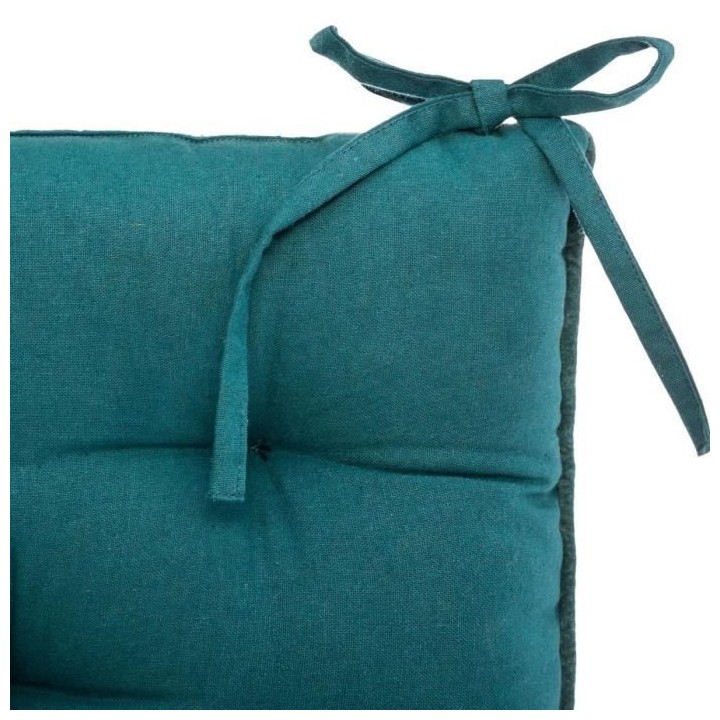 Galette de chaise Velours Coton - 38 x 38 cm - Bleu