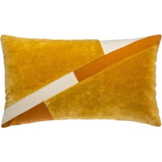 Coussin Patch en velours coton - 30 x 50 cm - Ocre