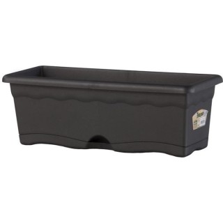 PLASTIKEN Jardiniere rectangulaire - 50 X 20 cm avec plateau - Anthrac