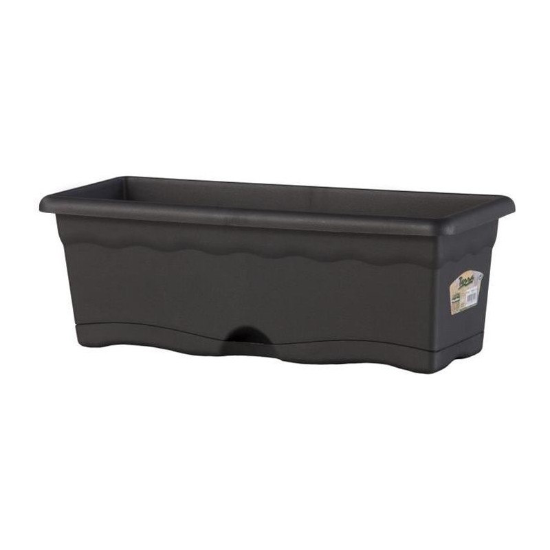 PLASTIKEN Jardiniere rectangulaire - 50 X 20 cm avec plateau - Anthracite