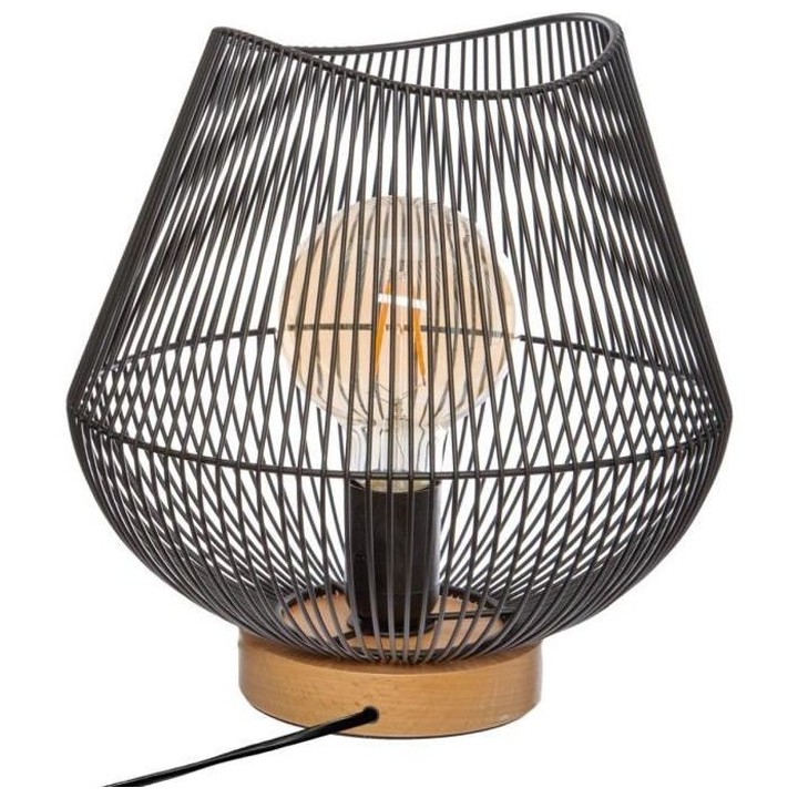 Lampe a poser filaire en métal - H 28 cm - Noir