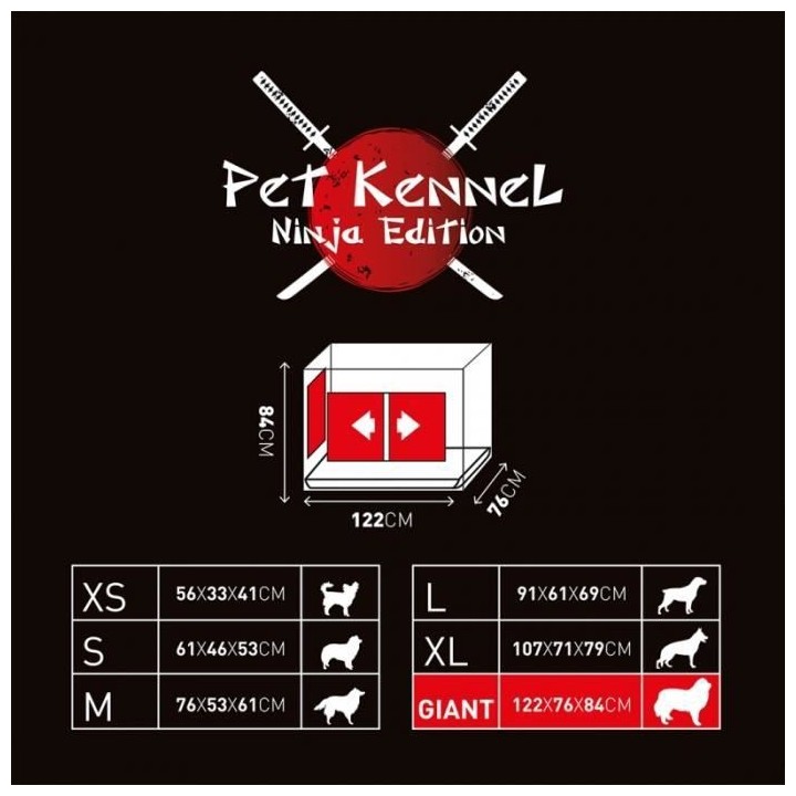 DUVO+ Cage Fer Ninja Edition avec porte coulissante 122 x 76 x 84 cm -