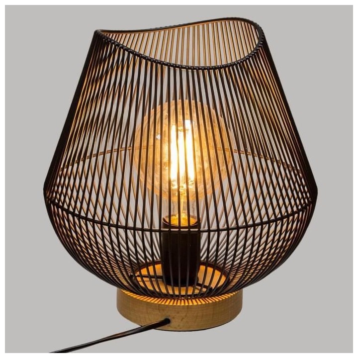 Lampe a poser filaire en métal - H 28 cm - Noir