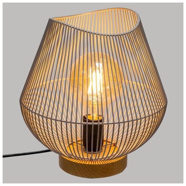 Lampe a poser en métal filaire - E27 - 40 W - H. 28 cm - Gris
