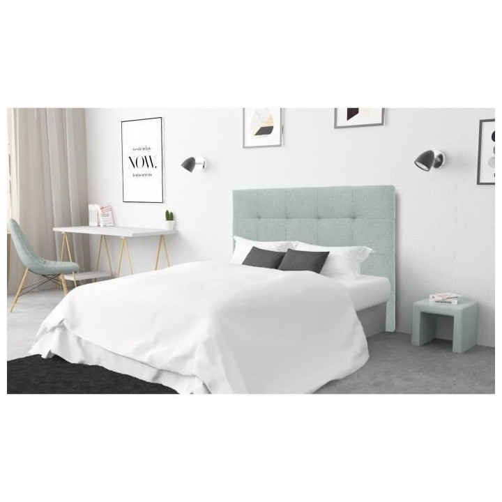 Tete de lit HERA - Bleu-Vert Céladon - Pour couchage 140 et 160 - 165