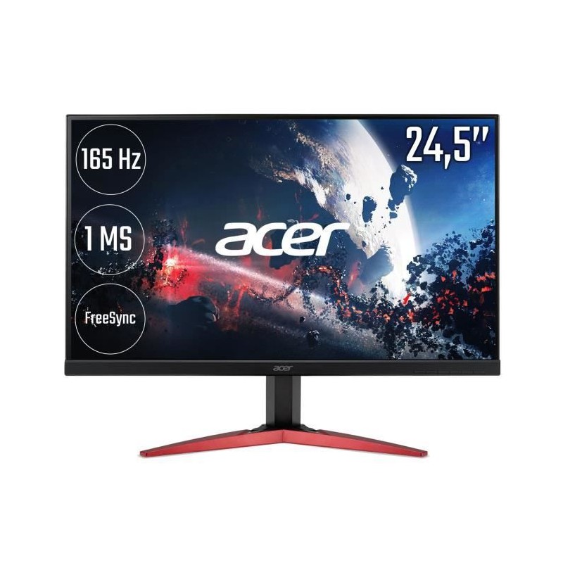 Ecran PC Gamer ACER KG251QJbmidpx - 24.5 (62 cm) - 1920x1080 Full HD - 165Hz IPS 1ms - HDMI