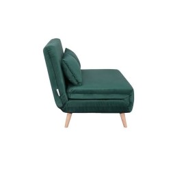 Banquette BZ 2 places - Style scandinave - Velours vert - L 130 x P 90 x 81 cm - DEPLO