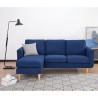 Canapé d‘angle réversible 3 places - Tissu bleu - Scandinave - L 197 x P 137 x 83 cm - NOLAN