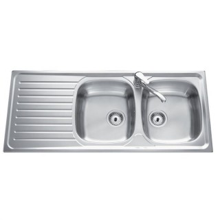 EWI Evier cuisine a encastrer 2 bacs + 1 égouttoir Agate - Inox nid d