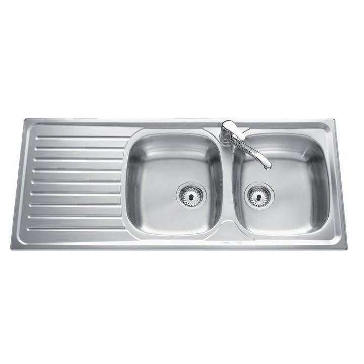 EWI Evier cuisine a encastrer 2 bacs + 1 égouttoir Agate - Inox nid d