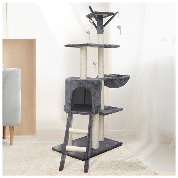 JIPSY Arbre a chat Gris - 79 x 34 x 138 cm - Gris