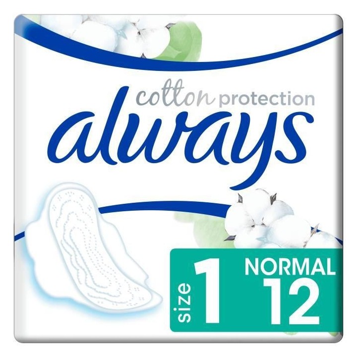 Always Serviettes Cotton Protection Normal Plus 12 unités