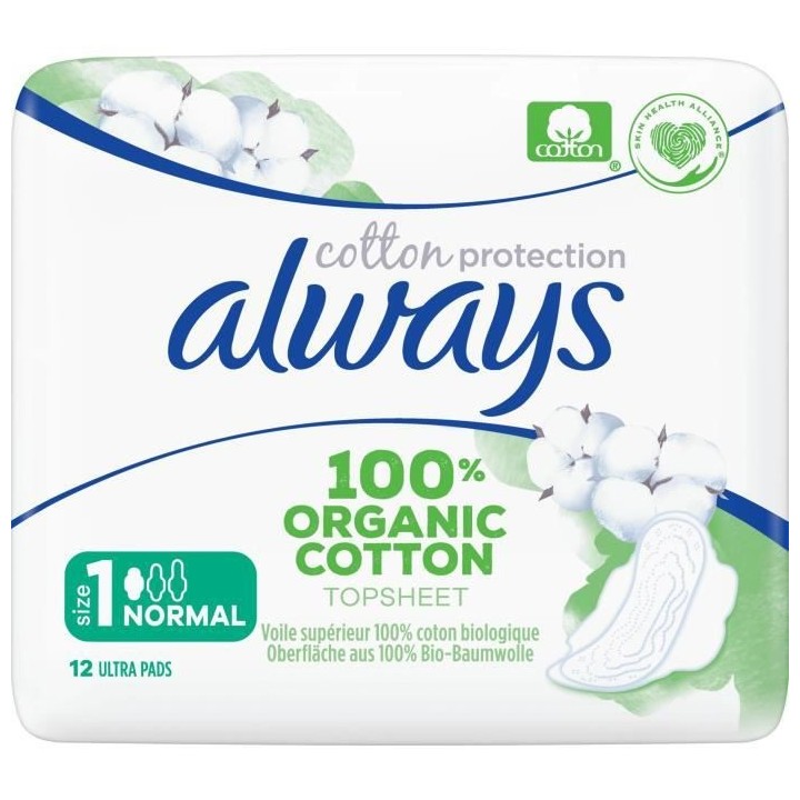 Always Serviettes Cotton Protection Normal Plus 12 unités