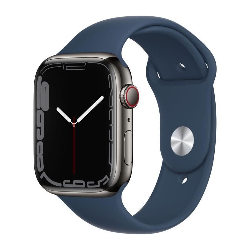 Apple Watch Series 7 GPS + Cellular - 45mm - Boîtier Graphite Stainless Steel - Bracelet Abyss Blue Sport