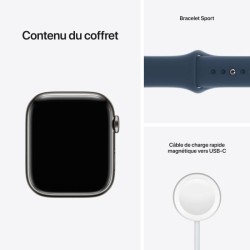 Apple Watch Series 7 GPS + Cellular - 45mm - Boîtier Graphite Stainless Steel - Bracelet Abyss Blue Sport