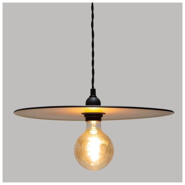 Suspension en métal - E27 - 40 W - H. 7,5 cm - Noir et doré