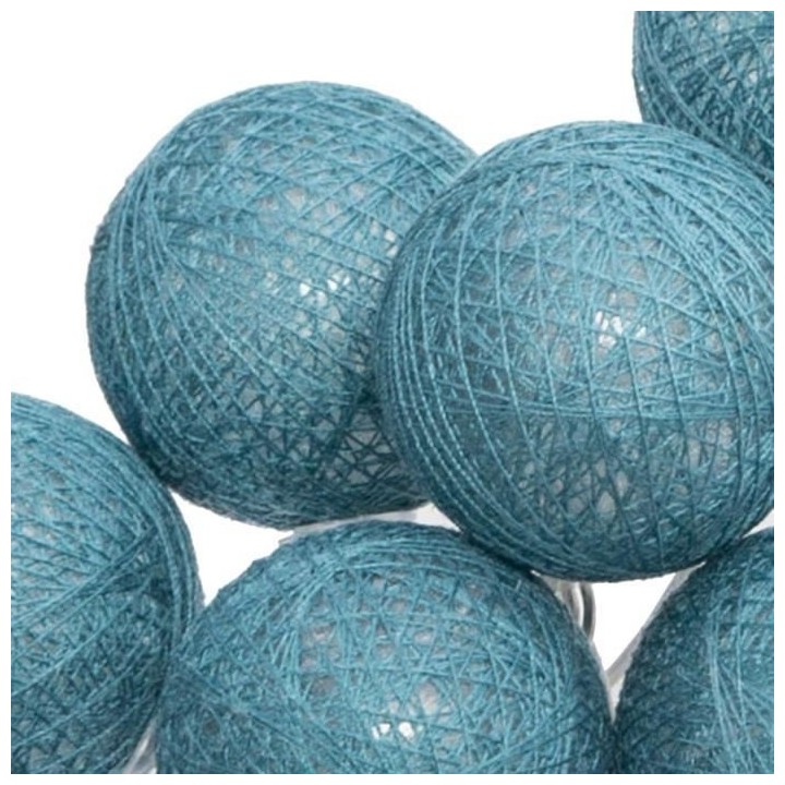 Guirlande LED Pile - 10 Boules - Bleu Canard - Ø 6 cm