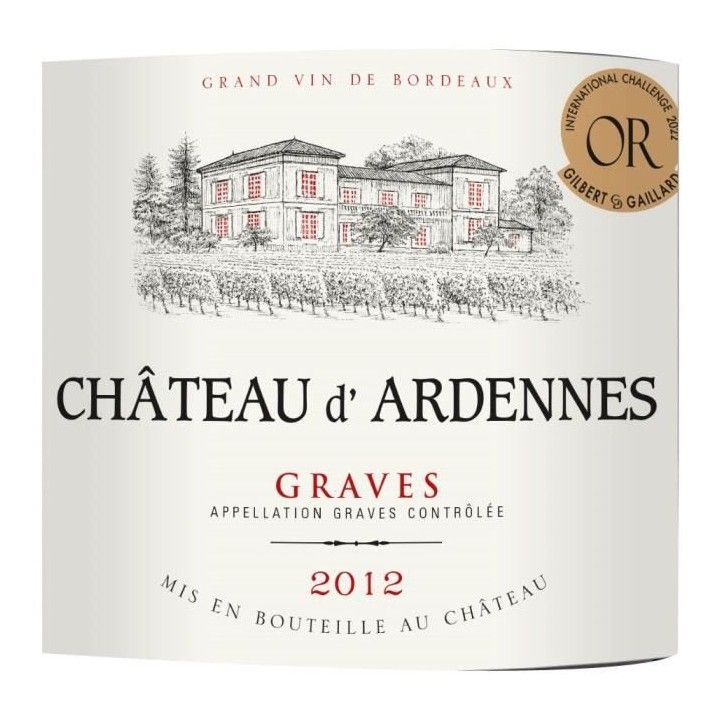 Château d'Ardennes 2012 Graves - Vin rouge de Bordeaux