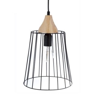 Suspension filaire en métal - Ø 24 x H 32,5 cm - Noir