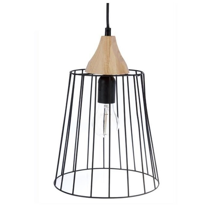 Suspension filaire en métal - Ø 24 x H 32,5 cm - Noir