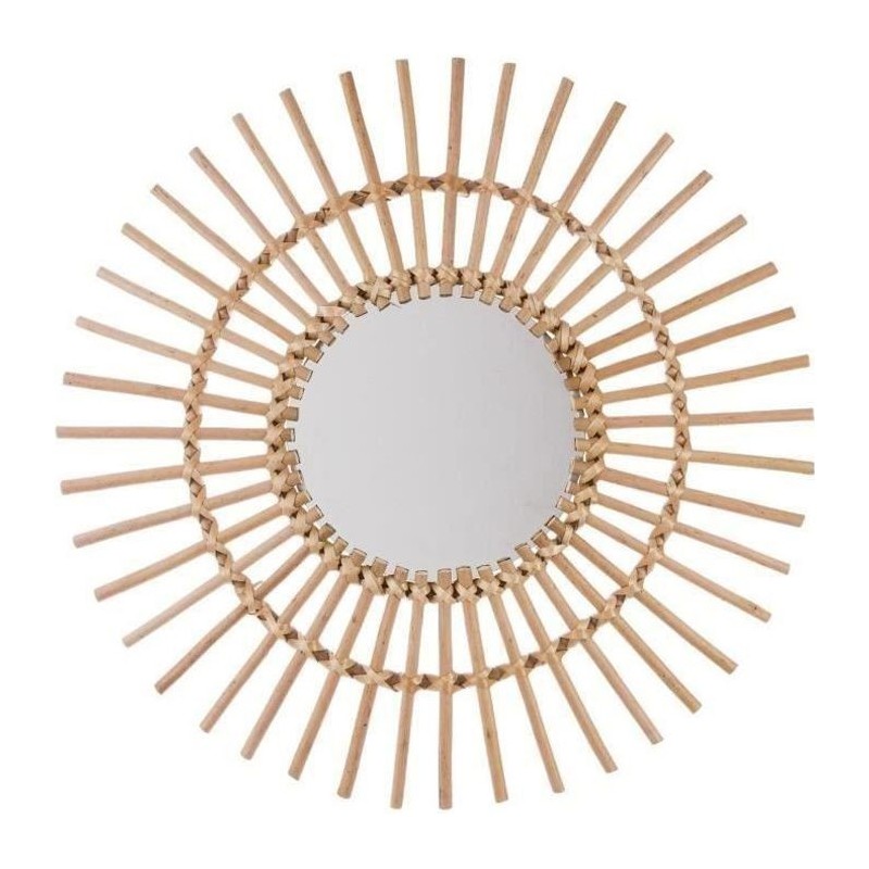 Miroir en forme de soleil - Rotin - Beige naturel - Ø 58 cm