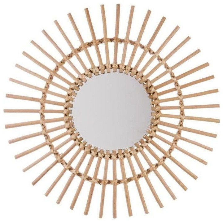 Miroir en forme de soleil - Rotin - Beige naturel - Ø 58 cm