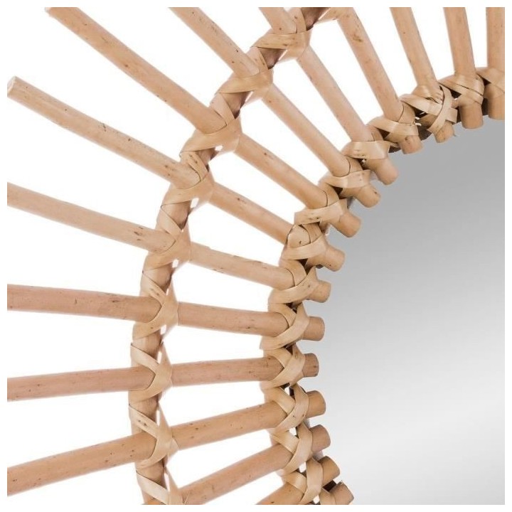 Miroir en forme de soleil - Rotin - Beige naturel - Ø 58 cm