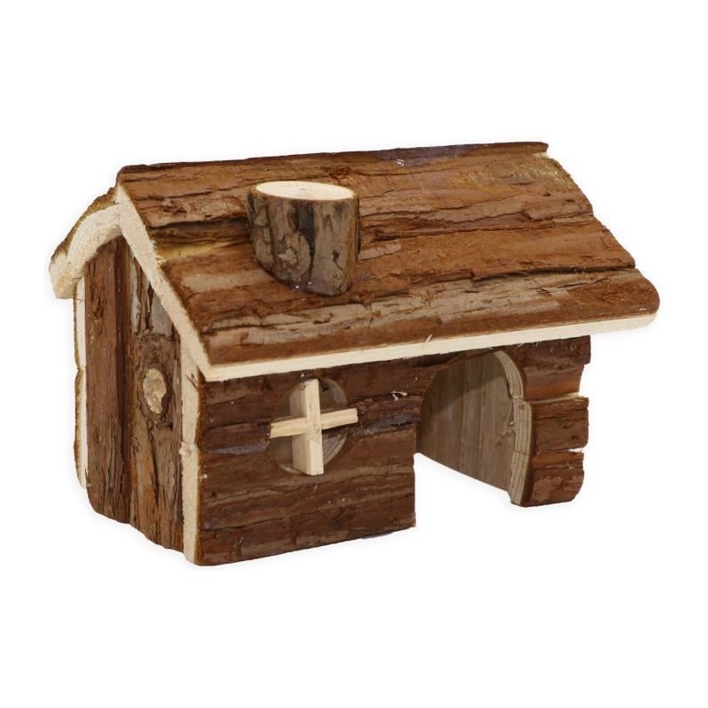 TYROL Chalet 100% écorce de cedre - 14 x 12 x 10 cm - Pour hamster et petits mammiferes