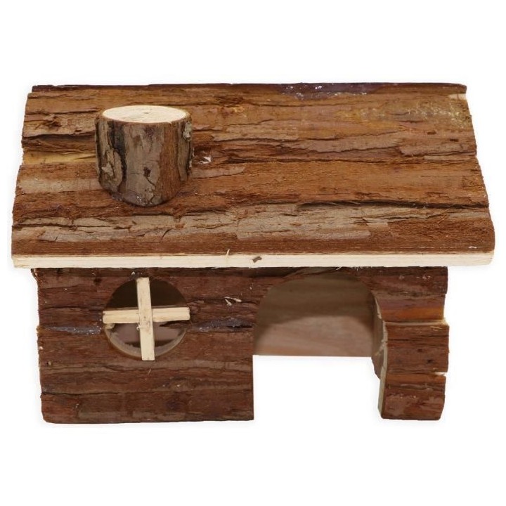 TYROL Chalet 100% écorce de cedre - 14 x 12 x 10 cm - Pour hamster et