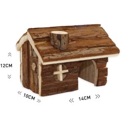 TYROL Chalet 100% écorce de cedre - 14 x 12 x 10 cm - Pour hamster et petits mammiferes