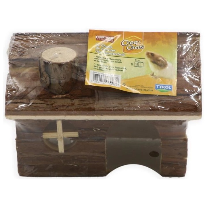 TYROL Chalet 100% écorce de cedre - 14 x 12 x 10 cm - Pour hamster et
