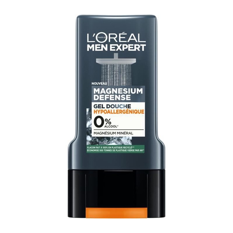 Gel douche Magnesium L'OREAL PARIS - Defense Hypoallergénique 0% - 300 ml